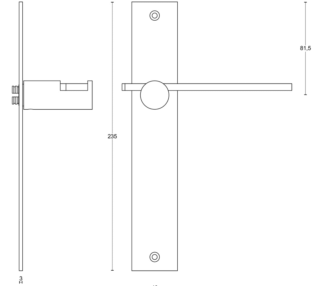 Formani Tense BB100P236 Lever Handle on Plate technical drawing - itfitz
