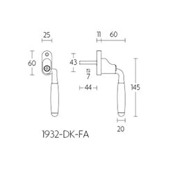 Timeless 1932-DK-FA locking tilt and turn window handle