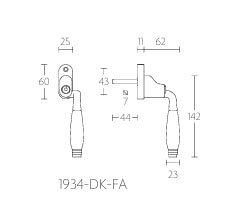 Timeless 1934-DK-FA locking tilt and turn window handle
