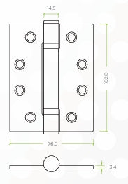 Zoo Hardware Vier Low Maintenance 100 x 76mm Hinge - Grade 14 - itfitz