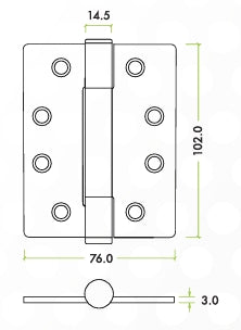 Zoo Hardware Vier Concealed Knuckle 100 x 76mm Hinge - Grade 14