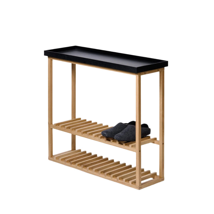 WIREWORKS 30082 Oak/Black Hello Console Table and shoe Rack