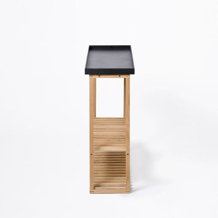 WIREWORKS 30082 Oak/Black Hello Console Table and shoe Rack