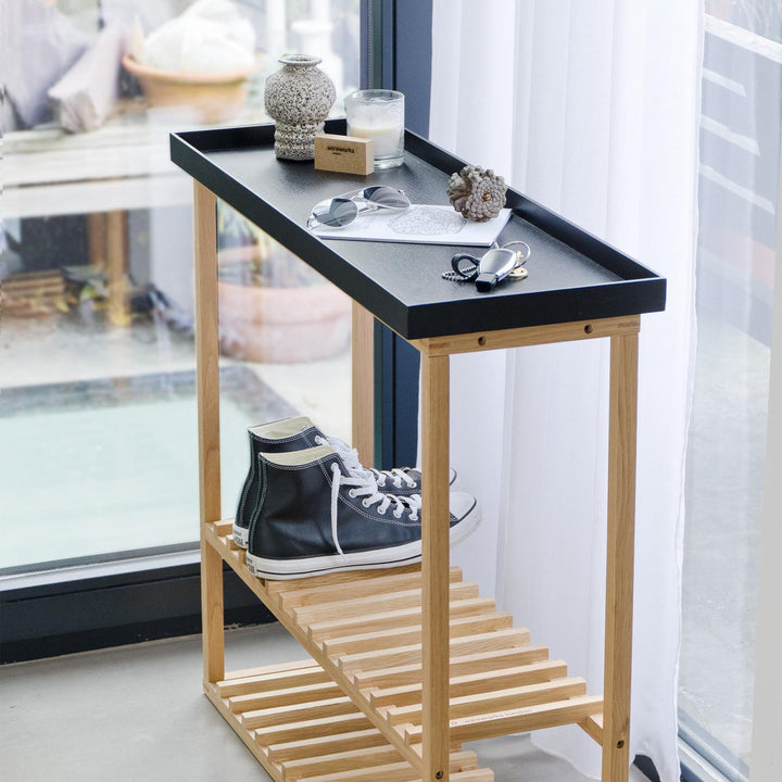 WIREWORKS 30082 Oak/Black Hello Console Table and shoe Rack
