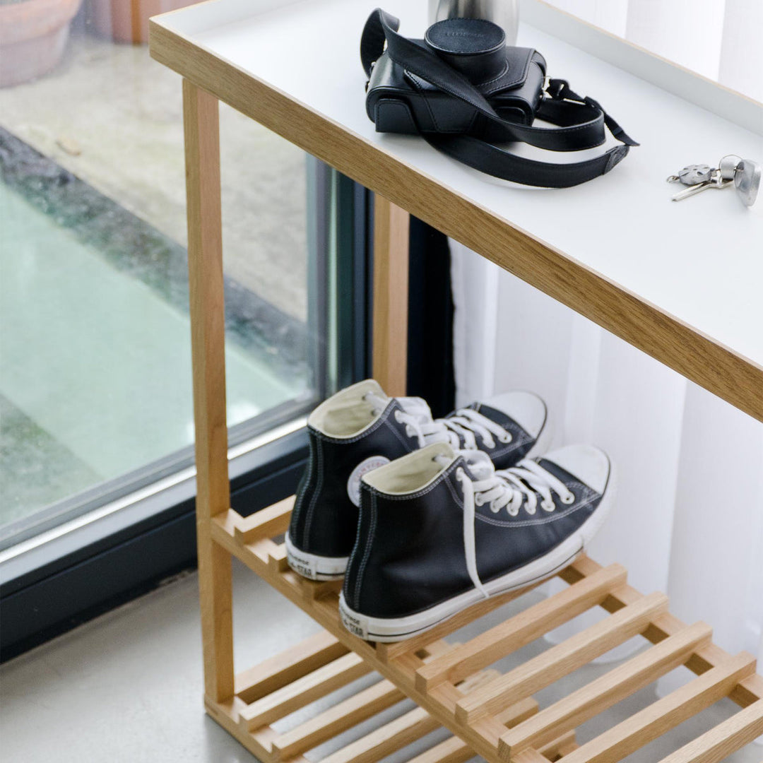 WIREWORKS 30080 Oak/White Hello Console Table and shoe Rack