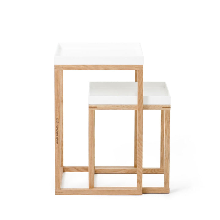 WIREWORKS 30091 Oak and White Nest of Tables