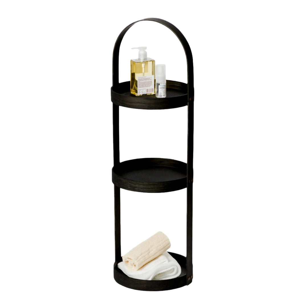 WIREWORKS 63218 Dark Oak Round Three Tier Caddy