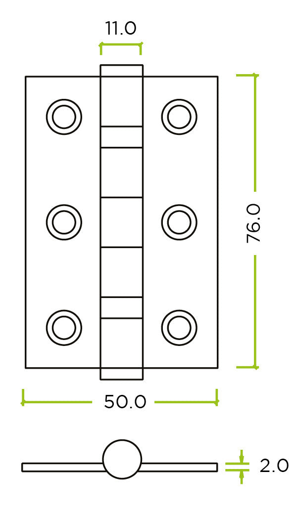 Zoo Hardware Ball Bearing 76 x 50mm Hinge - Grade 7