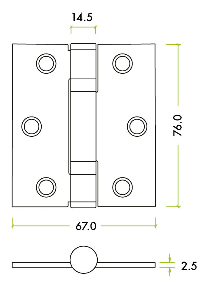 Zoo Hardware Ball Bearing 76 x 67mm Hinge - Grade 11