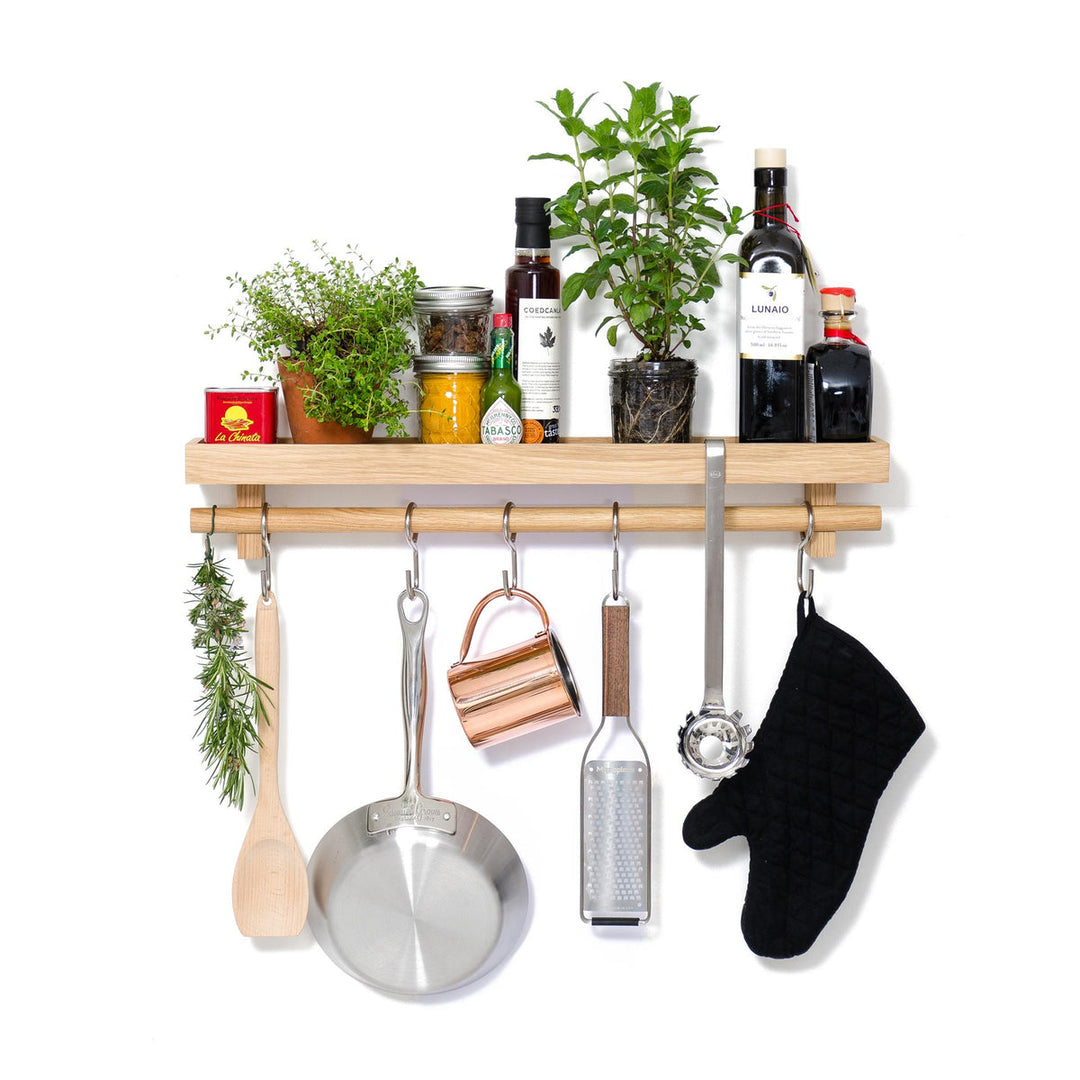 WIREWORKS 10106 Oak Utensils Rail Shelf